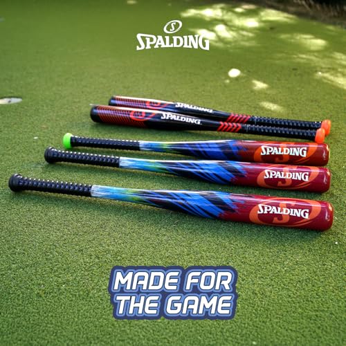 Spalding - Junior Bat and Ball Set, 29" Bat with 3 Training Balls, Beginner Backyard Baseball Fun, Outdoor Play for Kids (Orange)