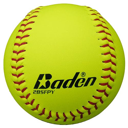 Baden Perfection Game Fastpitch Softballs | 12" Ball | Yellow Pro Leather Softballs for Fastpitch Play | One Dozen
