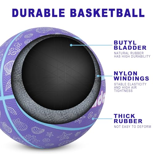 Kids Toddler Youth Size 3/5 Basketball 22/27.5" for Girls Boys Age 3-10 – Mini Small Basketballs Gift for Children Indoor Outdoor Play Training Sports(Deflated,Without Pump)