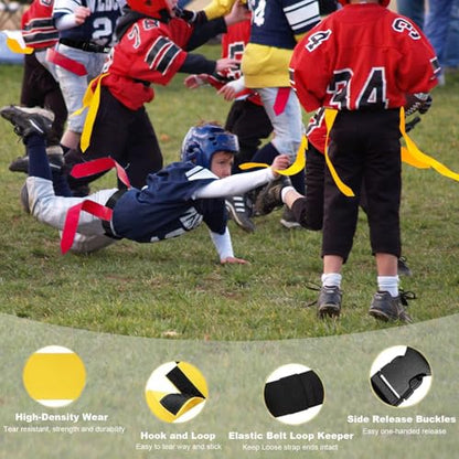 Flag Football Belts, Flag Football Set for Adults Kids Youth and Family, Adjustable Flag Football Flags for 14 Players with 42 Flags, Sports Training Competition
