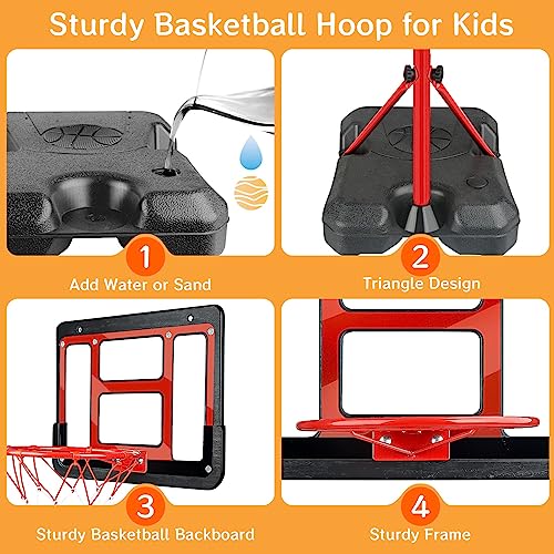ShyLizard Boys Toy Gifts for 3 4 5 6 7 8 Years Old, Kids Basketball Hoop Adjustable Height 3.5FT-6.2FT, Mini Basketball Hoop for Kids, Basketball Goal Toys Outdoor Indoor Game Gifts for Boys
