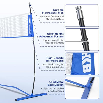 Haokelball Portable Volleyball Net for Backyard, 20ft Freestanding Volleyball Set with Adjustable Height & Widened Base, Outdoor/Indoor Practice Net with Volleyball, Carry Bag, Stakes & Ropes