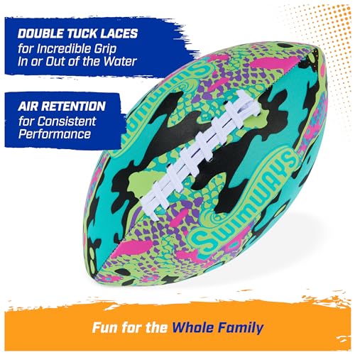 Swimways Hydro Waterproof Football, Outdoor Games for Adults and Kids, Swimming Pool Accessories and Pool Party Games,9.25 Inches, Green - color: Blue (New Version)