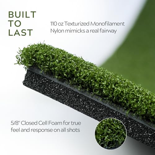 The Original Country Club Elite® by Real Feel Golf Mats® 5' X 8' Simulator Size Golf Mat | Heavy Duty Commercial Practice Mat | Accepts A Real Tee | Swing Down and Through | Indoor/Outdoor