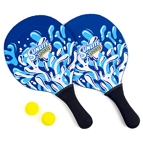 Sunlite Sports Beach Paddle Game Set, 2 Paddles and 2 2 Balls, Perfect for Backyard Fun or Outdoor or Beach or Lawn., Blue - color: Blue