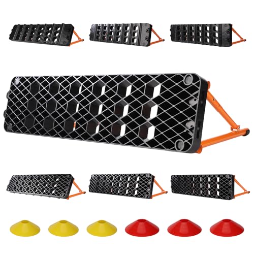 6-in-1 Soccer Rebounder Board with 6 Training Cones, Portable Dual-Surface Kickback Wall with 3 Adjustable Angles (60°/75°/90°) for Passing, First-Touch & Reaction, Backyard Soccer Training Equipment
