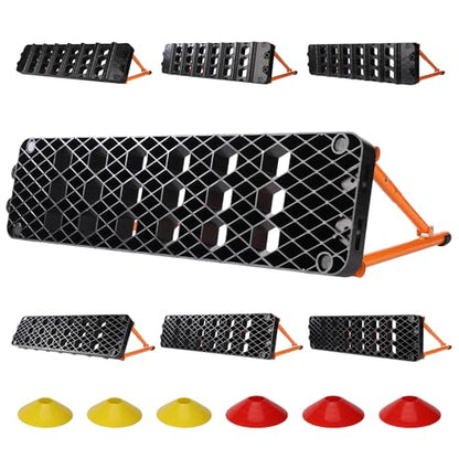 6-in-1 Soccer Rebounder Board with 6 Training Cones, Portable Dual-Surface Kickback Wall with 3 Adjustable Angles (60°/75°/90°) for Passing, First-Touch & Reaction, Backyard Soccer Training Equipment