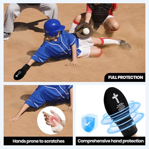 Christian Baseball Sliding Mitt Youth with Cross | Youth Sliding Mitt Baseball Glove for Religious Athletes | Ambidextrous Protection for Left/Right Hands |