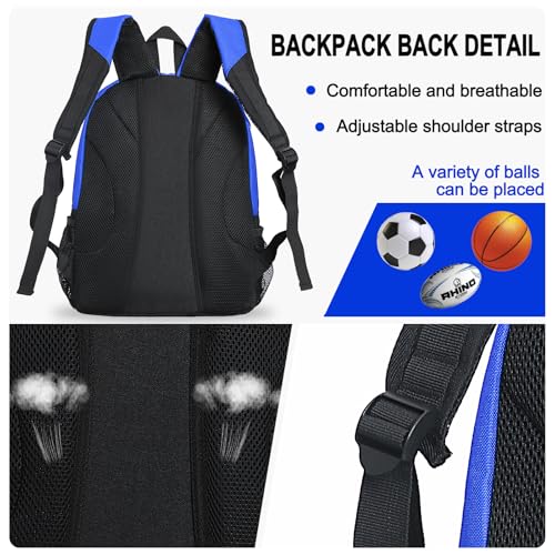 Goloni Youth Soccer Bag,Basketball Bag with Ball Compartment & Shoe Compartment,Backpack for Football Volleyball Basketball - color: Blue