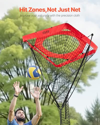 VEVOR Volleyball Training Net System,8 * 11/12 * 11ft/Pitching Practice/Spiking Practice/14 Net,Portable Net Station, Easy Setup Indoor Outdoor Target Net for Serving Spiking Setting - style: Pitching Practice