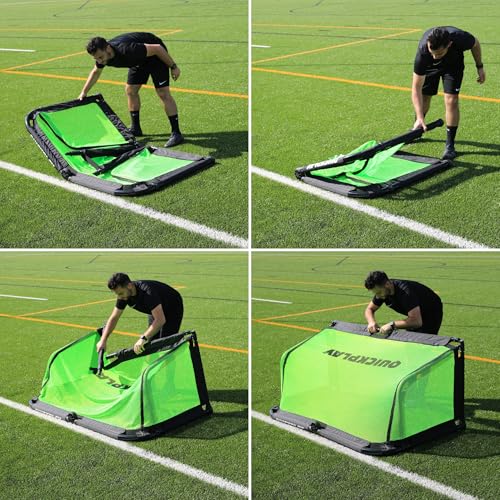 QuickPlay Pro Alu Training Soccer Goals - Portable Pop Up Soccer Goals with Aluminum Frame, Backyard Soccer Nets for Kids Soccer & Soccer Training Equipment with 10-Second Foldable Packdown