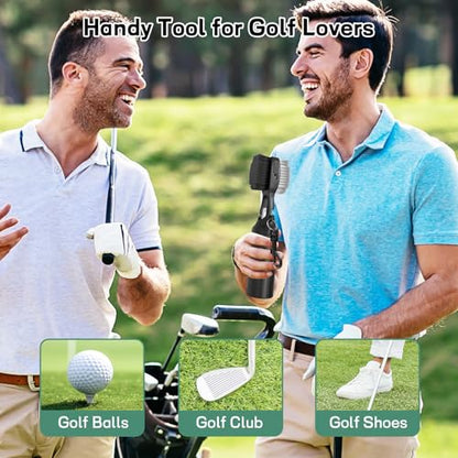THIODOON 2 Pack Golf Club Brushes and Groove Cleaner 2 ft Retractable Zipline Carabiner Golf Brush Head with Retractable Spike Comfortable Grip Golf Club Cleaner - color: Pro Golf Club Brush