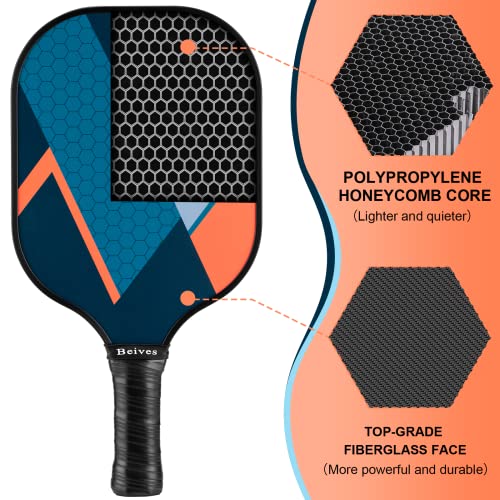 Pickleball Paddles, USAPA Fiberglass Pickleball Paddles Set of 4, Pickleball Set with 4 Pickleball Rackets, Including 4 Pickleballs & 1 Carry Bag, Pickle Ball Paddles Set for Men, Women - color: 1.Orange&Red-set of 4