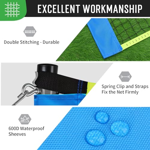Outdoor Baminton Net Set for Backyard, Beach, Family Games with 20 * 3ft Anti-sag Net, 4 Aluminum Badminton Rackets, 3 Shuttlecocks, Carring Bag - Easy Set Up & Portable - color: Blue
