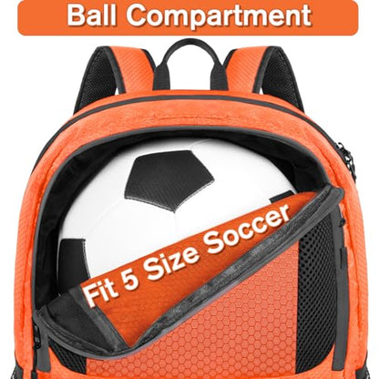 YOREPEK Soccer Backpack,Soccer Bag with Ball Holder, Water resistant Sport Equipment Bags Fit Basketball Volleyball Football - color: Orange