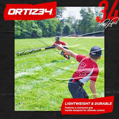 Ortiz34 Bat & Ball Set - Graffiti Plastic Bat & Ball Homerun Set- David Ortiz Backyard Baseball Set for Youth, Kids, Teenagers, Adults (Bat & Ball Set, Blue)