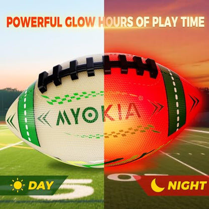 RGB Waterproof Rechargeable Light Up Football Birthday Gift, Glow in The Dark Football with Pump & USB Cable, Tri-Color (Red, Green, Blue), Size 6, Outdoor Night Games - style: Style 2