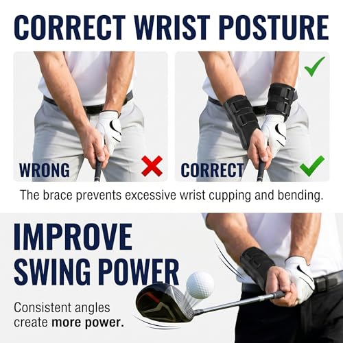 NADUSEP Golf Wrist Brace with Arm Band, Golf Swing Training Aid Kit to Correct Wrist Angle, Improve Swing Plane & Build Muscle Memory – Golf Swing Trainer for Beginners and Practice