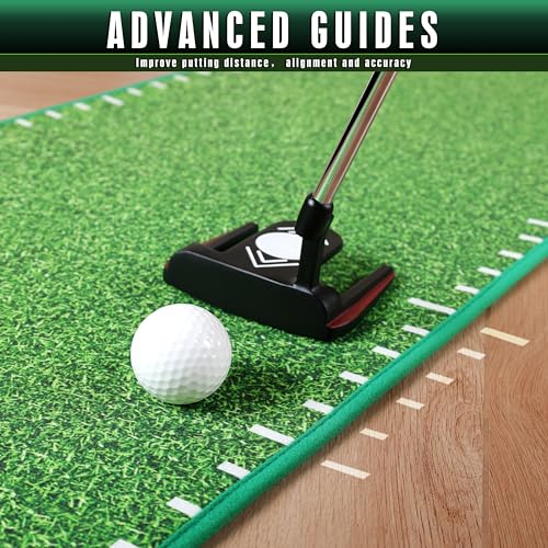 CHAMPKEY Golf Putting Green Indoor - Advanced Guides Golf Putting Mat - Enhance Putting Accuracy and Challenge - style: Pong Game LITE Version