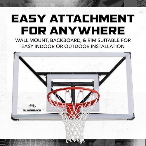 Silverback NXT 54" Wall Mounted Basketball Hoop, Indoor / Outdoor Basketball Hoop with QuickPlay Design - color: Fixed Height