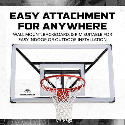 Silverback NXT 54" Wall Mounted Basketball Hoop, Indoor / Outdoor Basketball Hoop with QuickPlay Design - color: Fixed Height