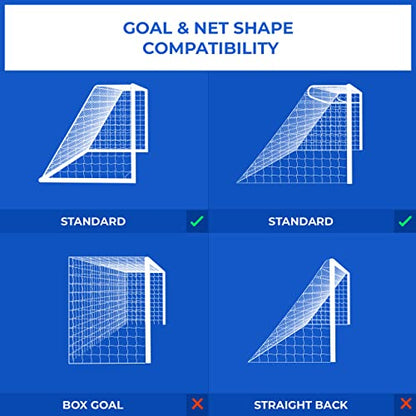 FORZA 16ft x 7ft Soccer Net - Single or Pair Soccer Nets | Replacement Soccer Goal Net for 16x7 Soccer Goals | White Mesh Net for Junior & Adult Soccer [Net Only] - style: Single Net [1x]