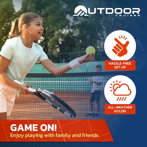 Outdoor Cruiser Portable Sports Net - Indoor and Outdoor for Badminton, Pickleball, Tennis, Soccer Tennis, and Volleyball, Adjustable Height (38-61 Inches), Durable Nylon and Rust-Resistant Steel Pole - size: 17 Feet