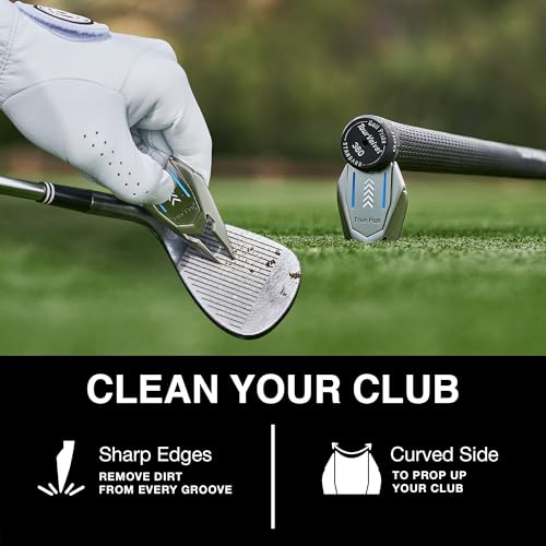 Ghost Golf Divot Tool - 5-in-1 Divot Repair Tool & Ball Marker Alignment Aid - Fix Pitch Marks on The Green - Club Rest & Groove Cleaner - Golf Equipment for Men & Women - color: Silver