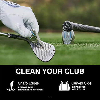 Ghost Golf Divot Tool - 5-in-1 Divot Repair Tool & Ball Marker Alignment Aid - Fix Pitch Marks on The Green - Club Rest & Groove Cleaner - Golf Equipment for Men & Women - color: Silver
