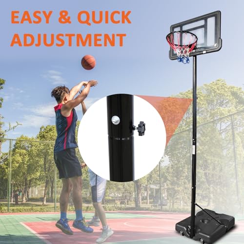 Basketball Hoop Outdoor 10ft Adjustable, Portable Basketball Hoop Goal System in Backyard/Driveway/Indoor, 32 Inch Shatterproof Backboard and Larger Base