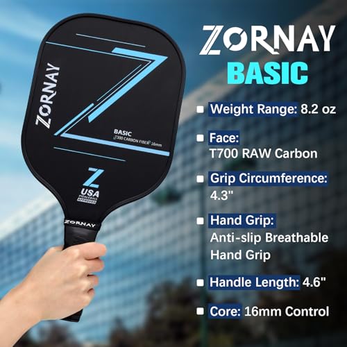 T300 Pickleball Paddles,16mm Pickleball Paddles Set of 2, USAPA Approved Carbon Lightweight Pickle Ball Rackets, Pickle Ball Racket Gift for Beginners, Men, Women, Couple