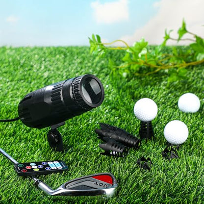 Glooglitter 1 Pack Golf Spot Light Indoor Simulator and 20 Pcs Plastic Tees Golf Simulator Pin Spot Light Super Bright Mirror Ball Spotlight for Indoor Ball Training DJ Disco Party(Adjustable)