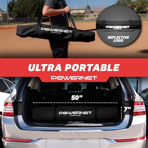 PowerNet Triple Threat Baseball Net, 3 Way 7' x 7' Batting, Hitting & Pitching Net Covers 147 Sq Ft, Softball Baseball Training Equipment, Baseball Practice Net - color: Black