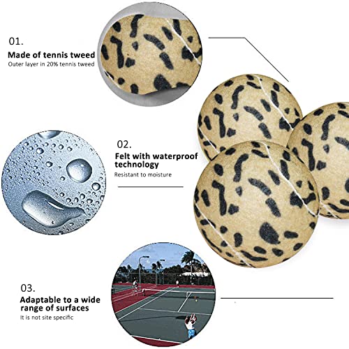 URBEST Tennis Ball 12 Packs Training Tennis Balls Practice Balls for Novice Player, Pet Dog Playing Balls with Mesh Carry Bag - color: Leopard print
