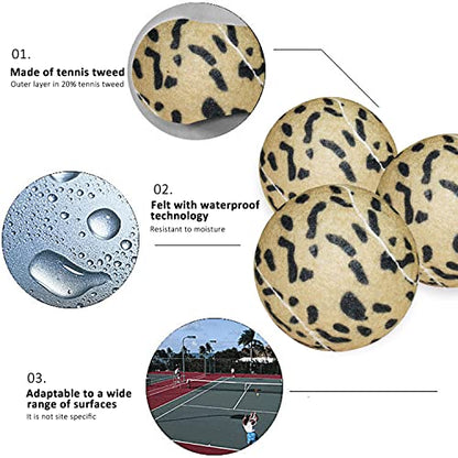 URBEST Tennis Ball 12 Packs Training Tennis Balls Practice Balls for Novice Player, Pet Dog Playing Balls with Mesh Carry Bag - color: Leopard print
