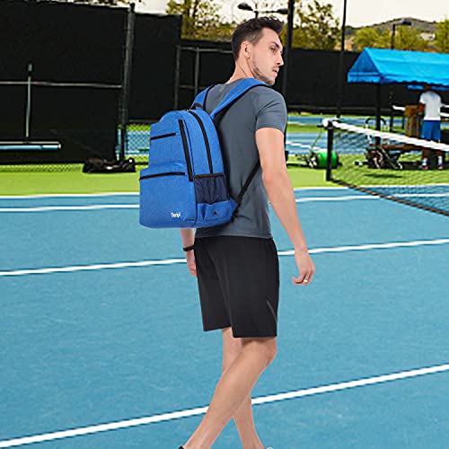 Tennis Bag Professional Tennis Backpack for Men and Women Racket Bags Holds 2 Rackets with Ventilated Shoe Compartment - color: Dark Blue