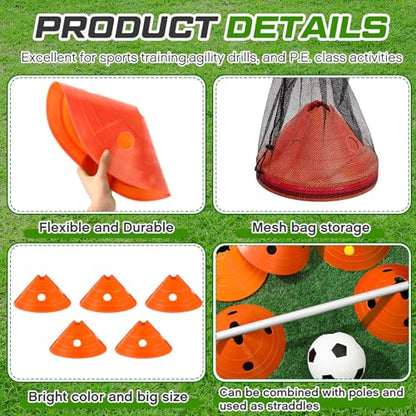 Jumbo Disc Cones Jumbo Soccer Cones with Mesh Bag Giant Large Agility for Soccer Training Adult Sports - color: Orange