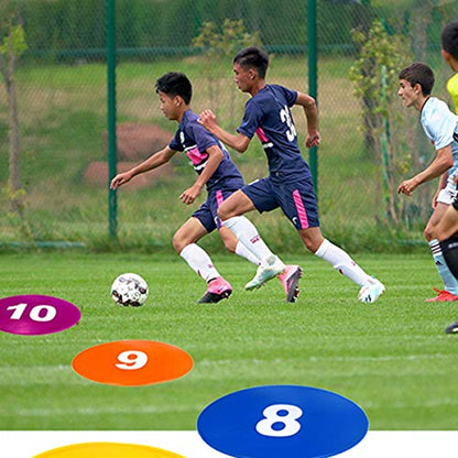 10 Pcs Poly Spots, Haploon 9 Inch Non Slip Floor Dots Sport Set for Drills Training Soccer Football Basketball Footwork Teaching Marker Field