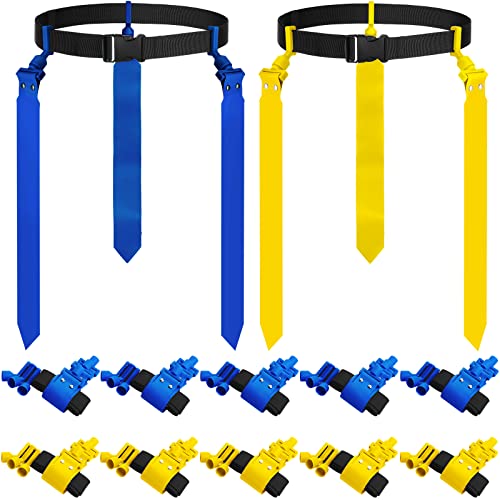 Hungdao 10/12 Players Flag Football Belts and Flags Adjustable Football Belts for Kids Teens Adults Team Training Sport Event - color: Yellow, Blue