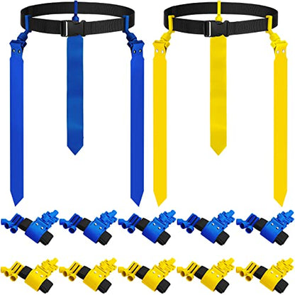 Hungdao 10/12 Players Flag Football Belts and Flags Adjustable Football Belts for Kids Teens Adults Team Training Sport Event - color: Yellow, Blue