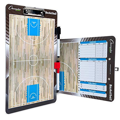 Champion Sports Large & XL Dry Erase Board For Coaching - Whiteboards for Strategizing, Techniques, Plays - 2-Sided Boards with Front Side Full Field - Backside Half Field and Lineup - color: Basketball, style: Standard Coaches Board