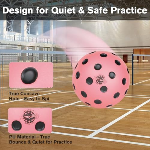 Silent Pickleball Balls, 6 Pack of Quiet Foam Ball for Indoor & Outdoor Pickle Ball Practice, Noise Reducing Soft Pickleball Practice Balls with 40 Simulated Concave Holes