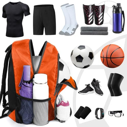 YOREPEK Soccer Backpack,Soccer Bag with Ball Holder, Water resistant Sport Equipment Bags Fit Basketball Volleyball Football - color: Orange