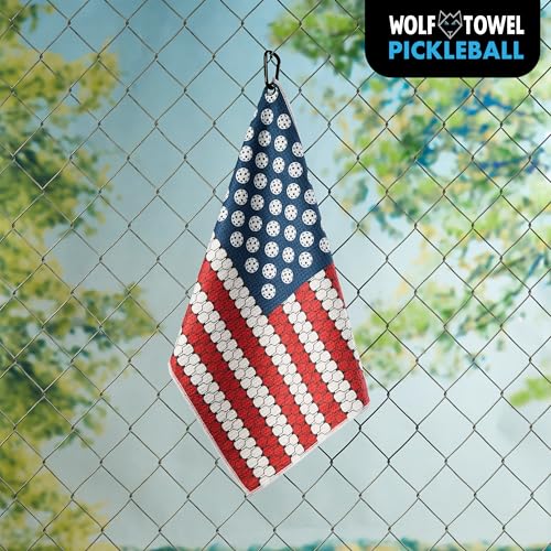 Wolf Golf Towels Pickleball Towel | Pickleball Gifts | American Flag Paddles | Sport Towel | Retirement Gift - color: American Flag
