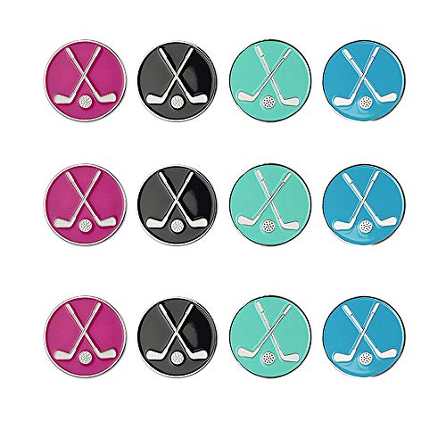 Golf Ball Markers Assorted Patterns Value Pack of 12 Golf Gifts, Golf Cap Clips and Divot Repair Tools Parter Accessories Sets for Men Women Golfer (Golf Club Ball Markers)