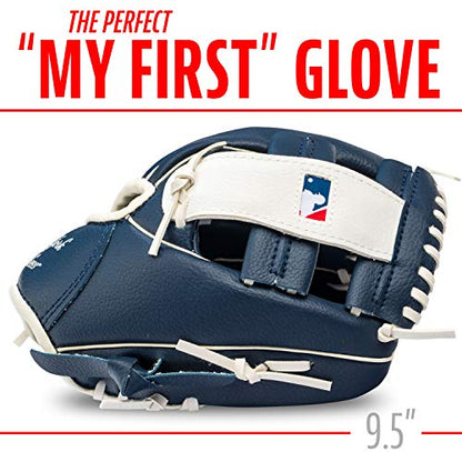 Franklin Sports MLB Youth Teeball Glove and Ball Set - Kids Baseball and Teeball - Perfect First Kids Glove - 9.5"