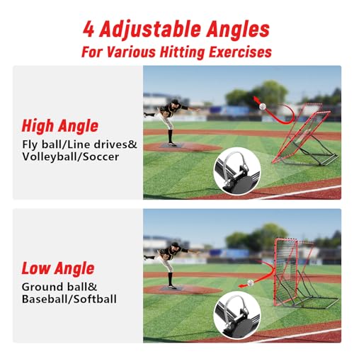 Baseball Rebounder ,4x4.5FT Soccer Rebounder with 4 Adjustable Angles, 28 Bungee Cords to Adjust Elastic, Sports Equipment for Soccer/Baseball/Softball/Volleyball Training,Pitchback Net for All Levels