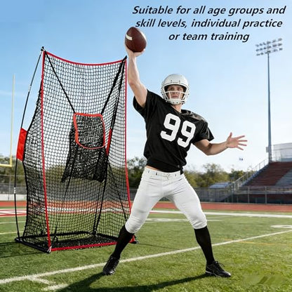 Football Kicking Throwing Net - Heavy Duty Portable Kicking Goal Cage with Target - 4x7FT Professional Trainer for Coaches Youth Indoor & Outdoor Games