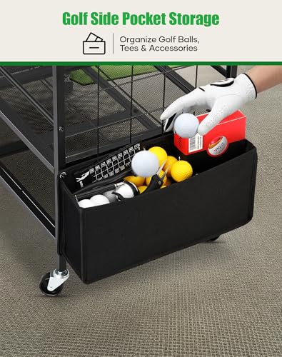 FHXZH Golf Bag Storage Garage Organizer - Golf Bag Stand Fit for 2 Bag, Extra Clubs, Balls, Shoes, and Golf Equipment Accessories, Golf Storage Rack for Garage, Club, Shed