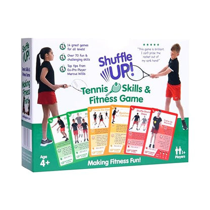 Shuffle Up Tennis Card Games - 70+ Fun & Active Skills Cards for Kids, Fitness Card Develop Fundamentals, Stamina & Strength, Easy to Play for Kids | Multiple Skill Level Cards Include 2 Dices - style: Tennis Card Games